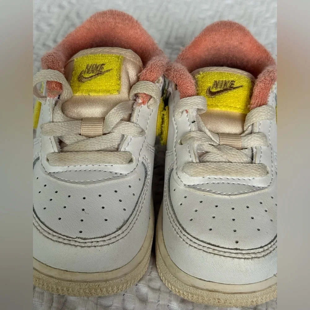 Nike TD Air Force 1 LV 8 in WHITE / YELLOW STRIKE / PHANTOM / PEARL WHITE size